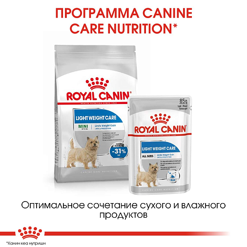 Royal Canin Mini Light Weight Care Корм сухой полнорационный для взрослых и стареющих собак мелких размеров (весом от 1 до 10 кг) в возрасте 10 месяцев и старше, склонных к набору веса