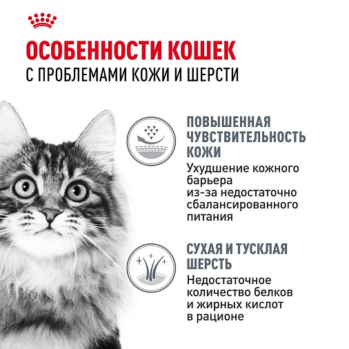 Royal Canin Hair&Skin Care Корм сухой для взрослых кошек для поддержания здоровья кожи и шерсти
