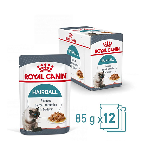 Royal Canin Hairball Care (в соусе) Корм консервированный полнорационный для взрослых кошек (мелкие кусочки в соусе)