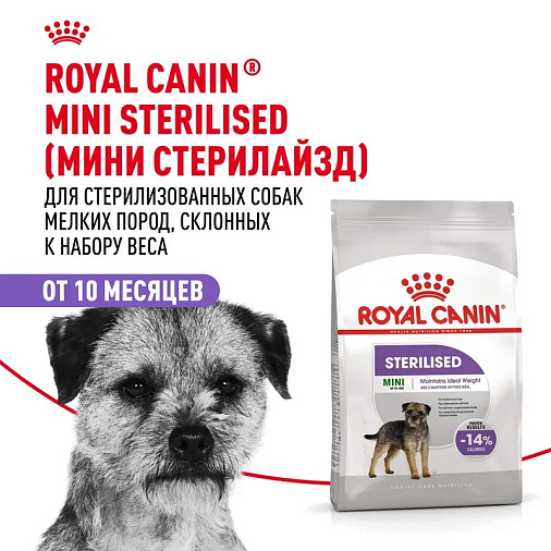 Royal Canin Mini Sterilised Корм сухой для взрослых стерилизованных собак мелких размеров, склонных к набору веса