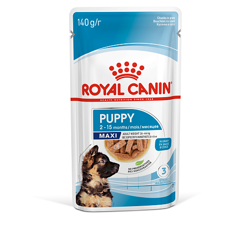 Royal Canin Maxi Puppy Canine (в соусе) Корм консервированный полнорационный для щенков собак крупных размеров (вес взрослой собаки от 26 до 44 кг) в возрасте до 15 месяцев