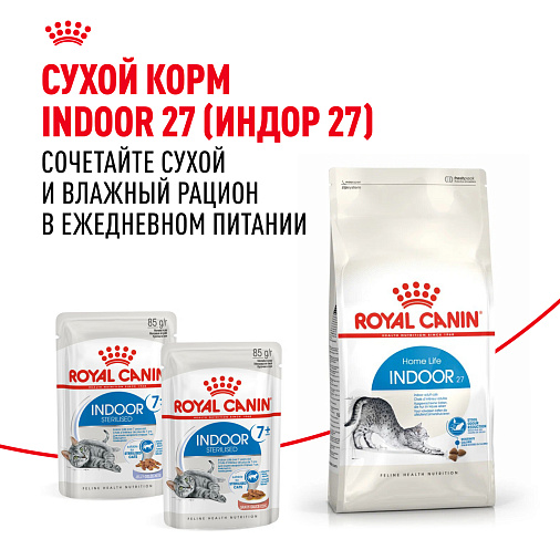 Royal Canin INDOOR STERILISED 7+ Корм консервированный полнорационный для кошек (в возрасте от 7 до 12 лет), живущих в помещении (мелкие кусочки в желе)