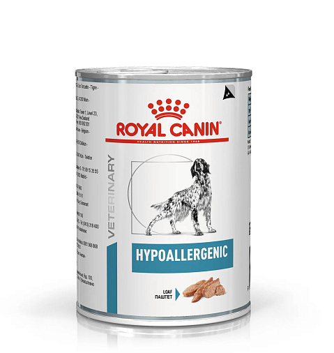 Royal Canin Hypoallergenic (паштет) Корм консервированный полнорационный диетический для взрослых собак, применяемый при пищевой аллергии/ непереносимости. Ветеринарная диета