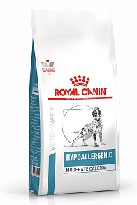 Royal Canin Hypoallergenic Moderate Calorie Корм сухой полнорационный диетический для собак, применяемый при пищевой аллергии или пищевой непереносимости некоторых ингредиентов и нутриентов