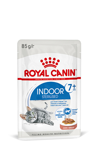 Royal Canin INDOOR STERILISED 7+ Корм консервированный полнорационный для кошек (в возрасте от 7 до 12 лет), живущих в помещении (мелкие кусочки в соусе)