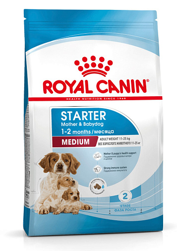 Royal Canin Medium Starter Mother&Babydog Корм сухой полнорационный для щенков средних размеров в период отъема и до 2х месяцев, беременных и кормящих сук