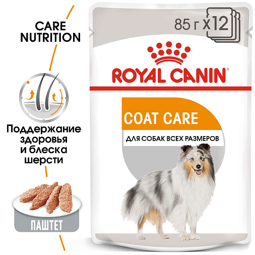Royal Canin Mini Coat Care Canine (в паштете) Корм консервированный полнорационный для взрослых собак в возрасте 10 месяцев и старше, с тусклой и сухой шерстью