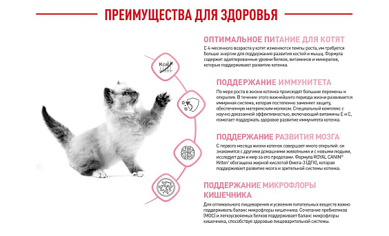 Royal Canin Kitten Корм сухой сбалансированный для котят в период второй фазы роста до 12 месяцев