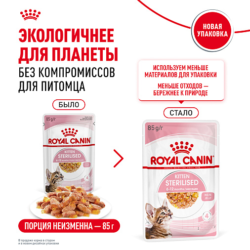 Royal Canin Корм для котят в возрасте до 12 месяцев (Kitten Sterilised), в желе