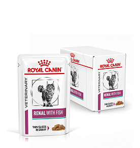 Royal Canin Renal с рыбой (в соусе) Корм консервированный полнорационный диетический для взрослых кошек с рыбой для поддержания функции почек при острой или хронической почечной недостаточности. Ветеринарная диета
