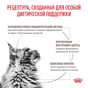 Royal Canin GASTROINTESTINAL HAIRBALL (ГАСТРОИНТЕСТИНАЛ ХЭЙРБОЛЛ) Корм сухой для взрослых кошек для профилактики образования волосяных комочков