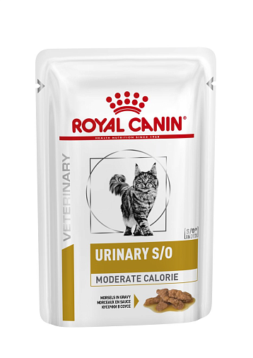 Royal Canin Urinary S/O Moderate Calorie (в соусе) Корм консервированный полнорационный диетический для взрослых кошек, способствующий растворению струвитных камней и предотвращению их повторного образования. Ветеринарная диета