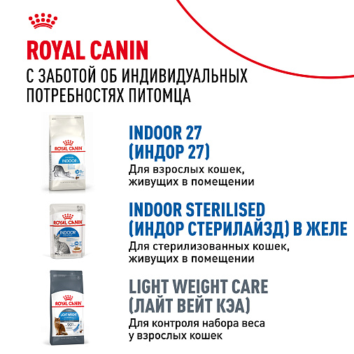 Royal Canin INDOOR STERILISED Корм консервированный полнорационный для взрослых кастрированных и стерилизованных кошек, живущих в помещении (кусочки в соусе)