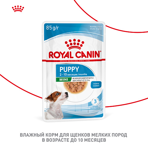 Royal Canin Корм для щенков мелких пород (Mini Puppy), кусочки в соусе