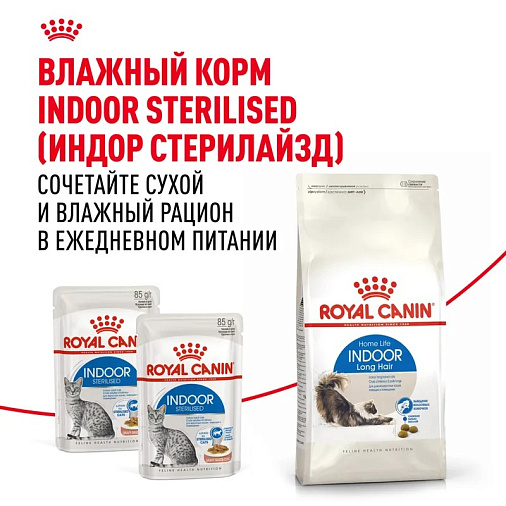 Royal Canin Indoor Long Hair Корм сухой сбалансированный для взрослых длинношерстных кошек, живущих в помещении