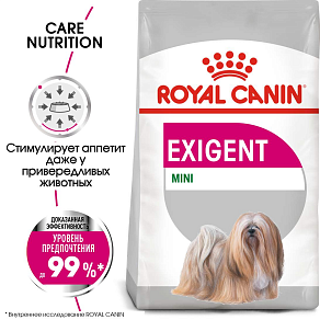 Royal Canin Mini Exigent Корм сухой полнорационный для взрослых и стареющих собак мелких размеров (весом от 1 до 10 кг) в возрасте 10 месяцев и старше, привередливых в питании