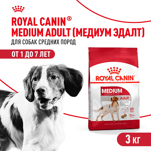 Royal Canin Medium Adult Корм сухой для взрослых собак средних размеров от 12 месяцев до 7 лет