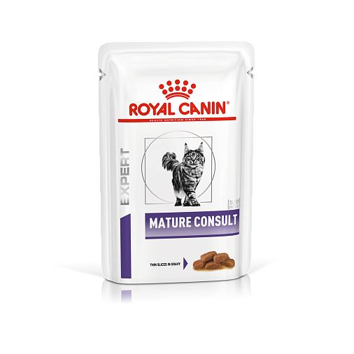 Royal Canin Mature Consult Корм консервированный полнорационный для котов и кошек старше 7 лет, не имеющих видимых признаков старения (кусочки в соусе)