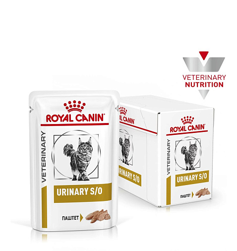 Royal Canin Urinary S/O (паштет) Корм консервированный полнорационный диетический для кошек, способствующий растворению струвитных камней и предотвращению их повторного образования. Ветеринарная диета