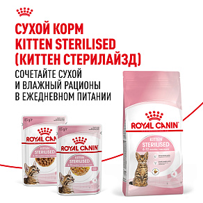 Royal Canin KITTEN STERILISED Корм консервированный полнорационный для кошек - Специально для кастрированных и стерилизованных котят (в возрасте от 6 до 12 месяцев), мелкие кусочки в желе