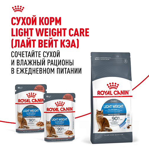 Royal Canin LIGHT WEIGHT CARE Корм консервированный полнорационный для взрослых кошек - Рекомендуется для профилактики избыточного веса, мелкие кусочки в соусе