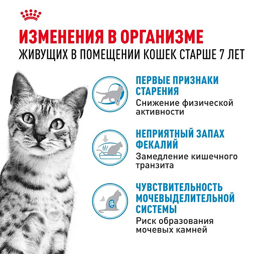 Royal Canin Indoor 7+ Корм сухой полнорационный сбалансированный для стареющих кошек (в возрасте от 7 до 12 лет), живущих в помещении