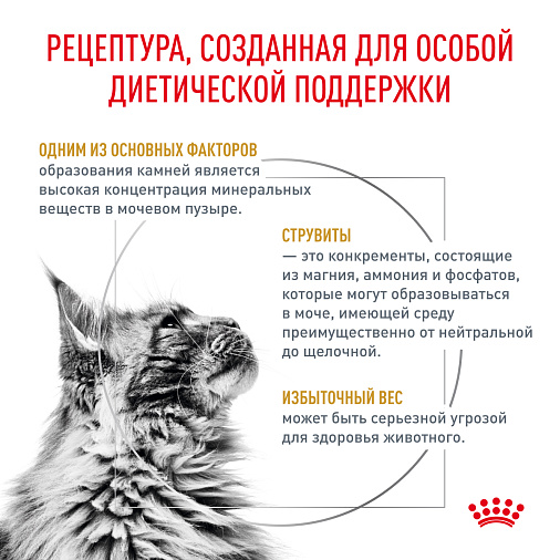 Royal Canin URINARY S/O MODERATE CALORIE (УРИНАРИ С/О МОДЕРЕЙТ КЭЛОРИ) Корм сухой для взрослых кошек, склонных к набору веса, при мочекаменной болезни
