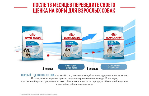 Royal Canin Giant Starter Корм сухой для щенков очень крупных размеров до 2 месяцев, беременных и кормящих сук