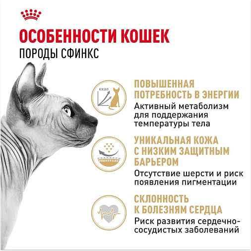 Royal Canin Sphynx Adult Корм сухой сбалансированный для взрослых кошек породы Сфинкс от 12 месяцев