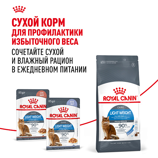 Royal Canin Корм влажный для профилактики избыточного веса у взрослых кошек (Light Weight Care), мелкие кусочки в соусе