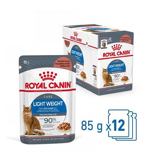 Royal Canin LIGHT WEIGHT CARE Корм консервированный полнорационный для взрослых кошек - Рекомендуется для профилактики избыточного веса, мелкие кусочки в соусе
