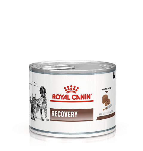 Royal Canin Recovery (мусс) Корм консервированный полнорационный диетический для взрослых собак и кошек, рекомендуемый как поддерживающее и восстанавливающее питание в период выздоровления или при липидозе печени у кошек. Кормление через зонд