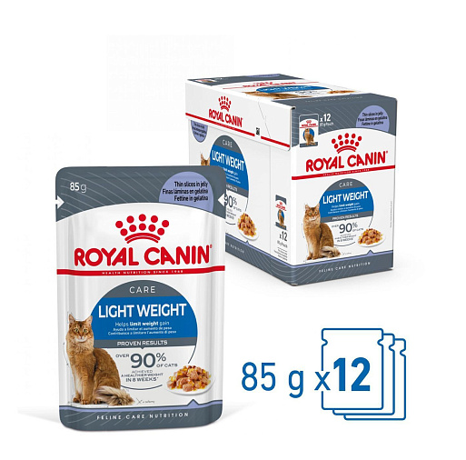 Royal Canin LIGHT WEIGHT CARE Корм консервированный полнорационный для взрослых кошек - Рекомендуется для контроля набора веса, мелкие кусочки в желе