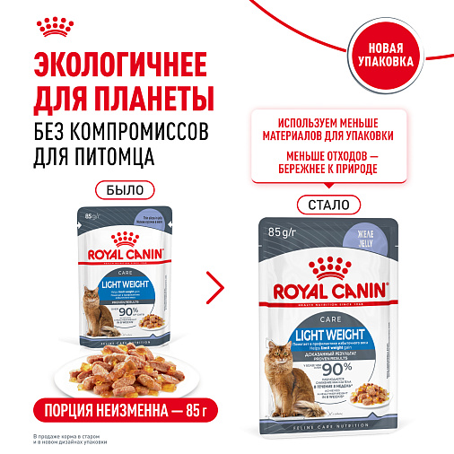 Royal Canin Корм для профилактики избыточного веса у взрослых кошек (Light Weight Care), мелкие кусочки в желе