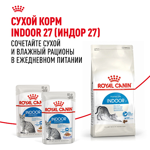 Royal Canin INDOOR STERILISED Корм консервированный полнорационный для взрослых кастрированных и стерилизованных кошек, живущих в помещении (кусочки в соусе)
