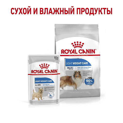Royal Canin, Maxi Light Weight Care Корм сухой полнорационный для взрослых и стареющих собак крупных размеров (весом от 26 до 44 кг) в возрасте 15 месяцев и старше, склонных к набору веса