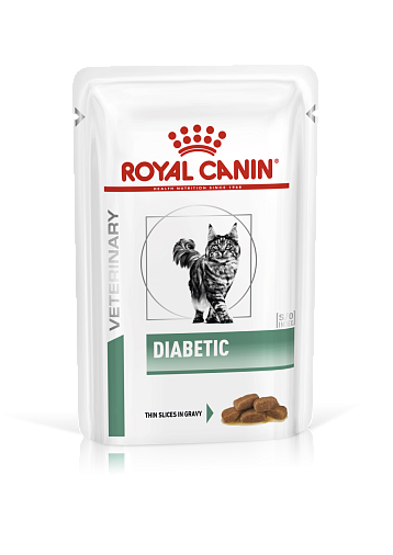 Royal Canin Diabetic (в соусе) Корм консервированный полнорационный диетический для взрослых кошек, разработанный для регулирования уровня глюкозы при сахарном диабете. Ветеринарная диета