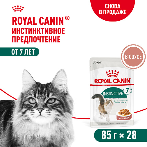 Royal Canin Корм для кошек с инстинктивным предпочтением в возрасте старше 7 лет (Instinctive 7+), мелкие кусочки в соусе
